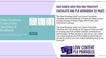 Home Business Work From Home Productivity Checklists and PLR Workbook 20 Pages