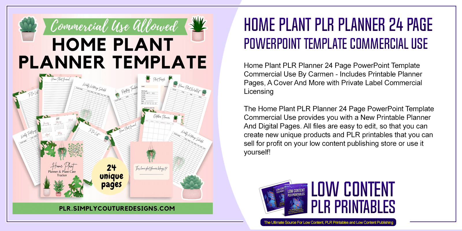 Home Plant PLR Planner 24 Page PowerPoint Template Commercial Use
