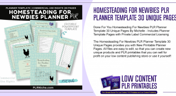 Homesteading For Newbies PLR Planner Template 30 Unique Pages