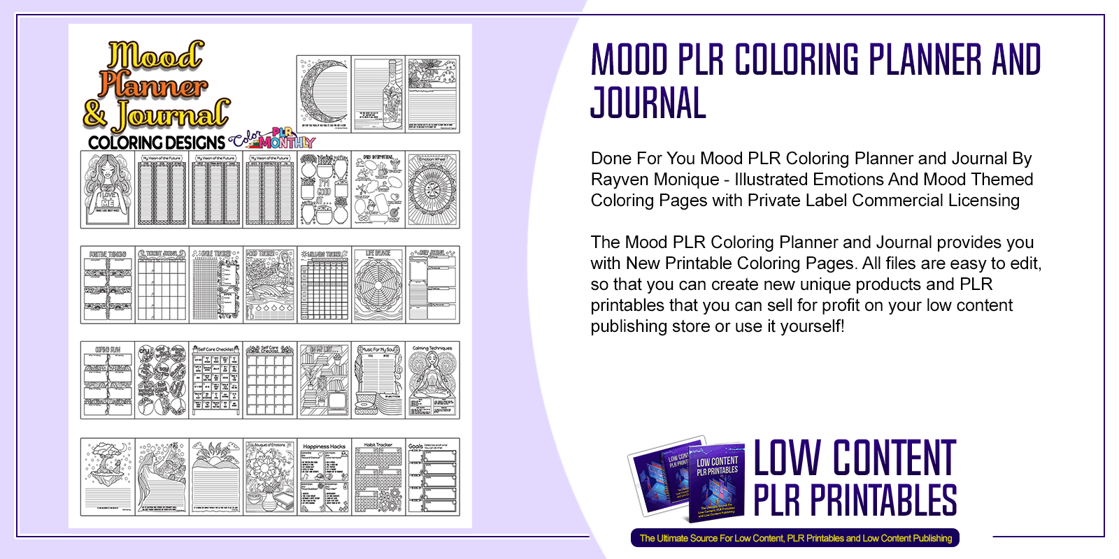 Mood PLR Coloring Planner and Journal