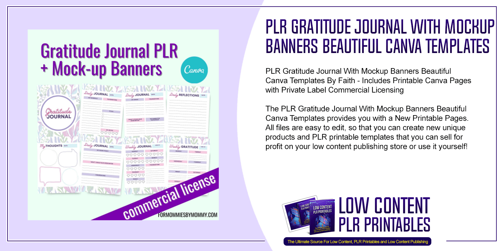 PLR Gratitude Journal With Mockup Banners Beautiful Canva Templates