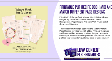 Printable PLR Recipe Book Mix and Match Different Page Designs