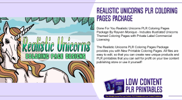Realistic Unicorns PLR Coloring Pages Package