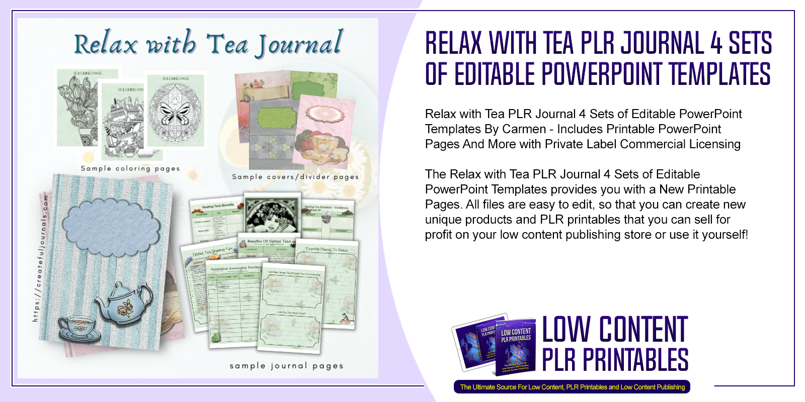 Relax with Tea PLR Journal 4 Sets of Editable PowerPoint Templates