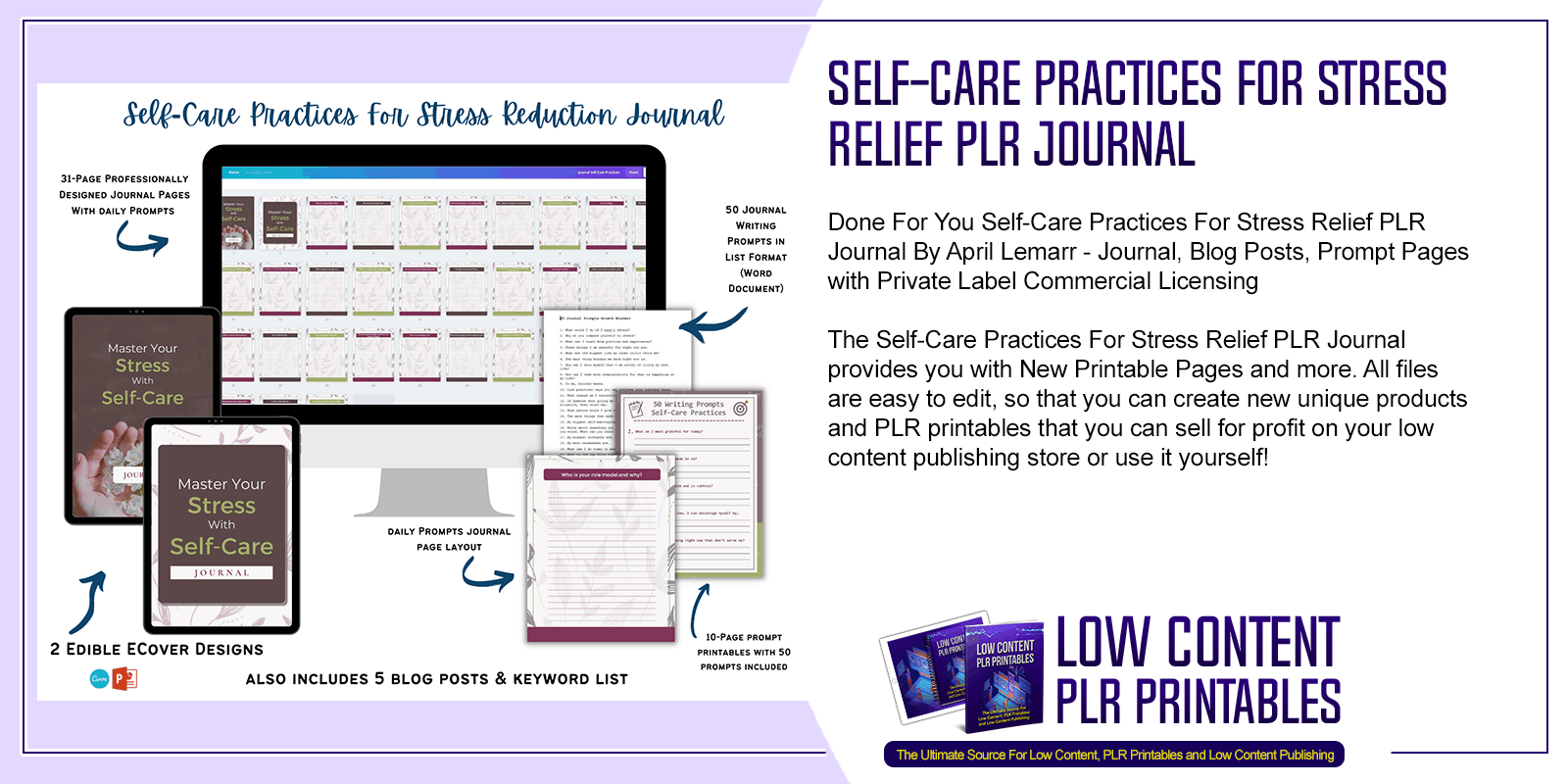 Self Care Practices For Stress Relief PLR Journal