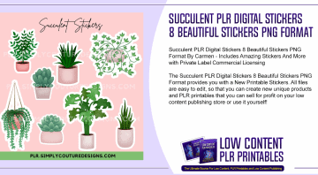 Succulent PLR Digital Stickers 8 Beautiful Stickers PNG Format