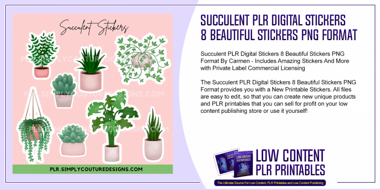 Succulent Plr Digital Stickers 8 Beautiful Stickers Png Format