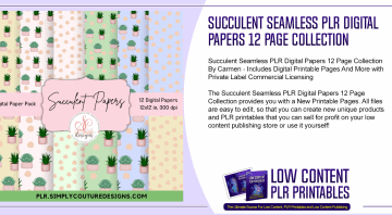 Succulent Seamless PLR Digital Papers 12 Page Collection