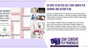 30 Days To Better Self Care Habits PLR Journal and Action Plan