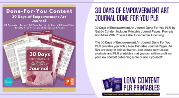 30 Days of Empowerment Art Journal Done For You PLR