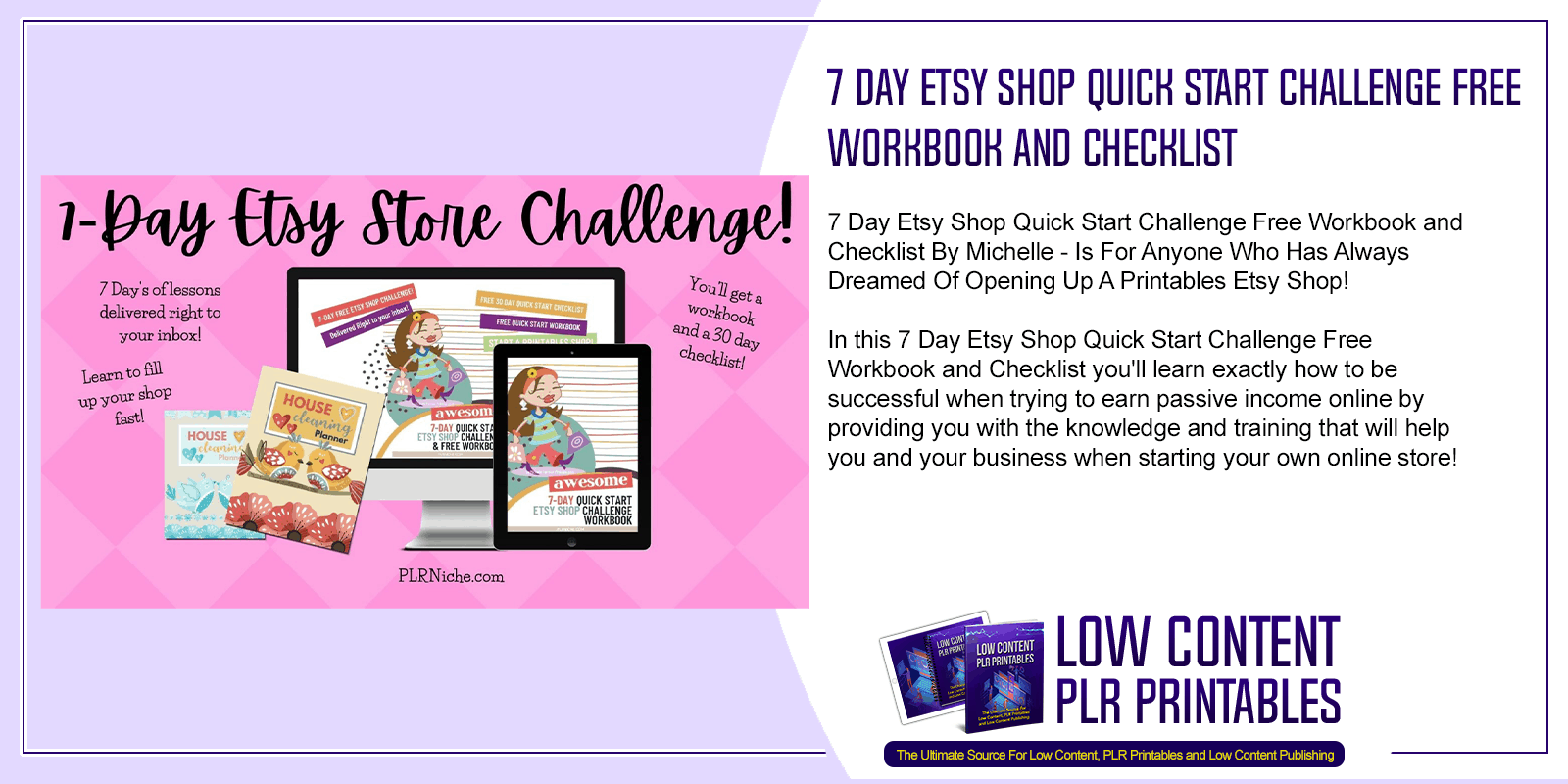 7 Day Etsy Shop Quick Start Challenge Free Workbook and Checklist