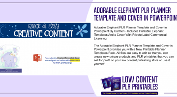 Adorable Elephant PLR Planner Template and Cover in Powerpoint