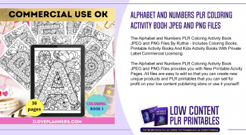 Alphabet and Numbers PLR Coloring Activity Book JPEG and PNG Files