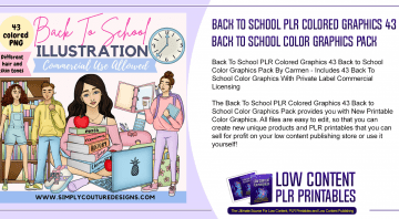 Back To School PLR Colored Graphics 43 Back to School Color Graphics Pack