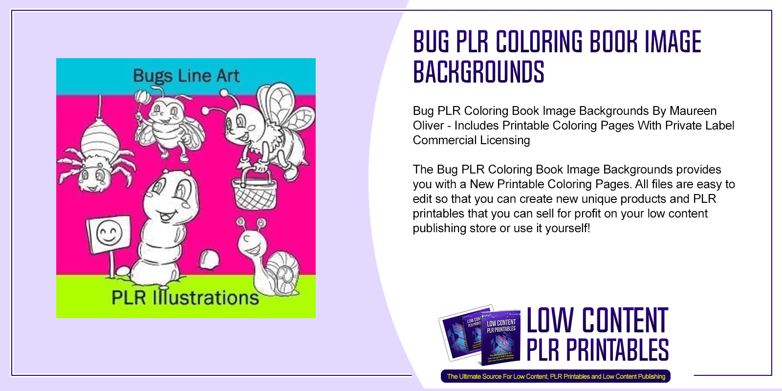 Bug PLR Coloring Book Image Backgrounds
