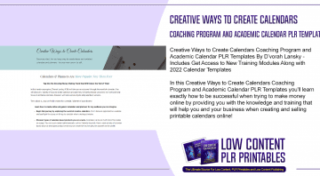 Creative Ways to Create Calendars Coaching Program and Academic Calendar PLR Templates