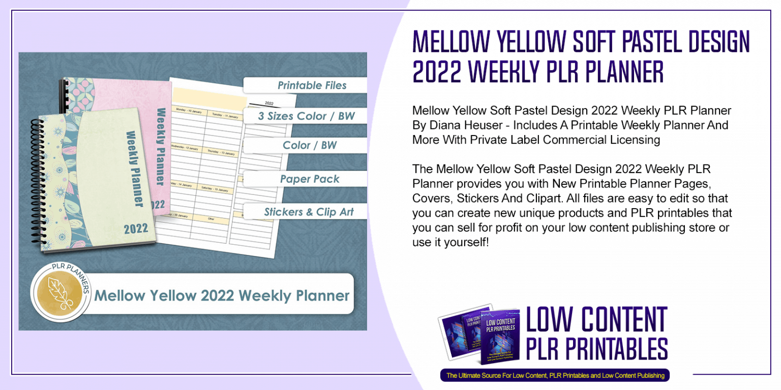 Mellow Yellow Soft Pastel Design 2022 Weekly PLR Planner | PLR Planner