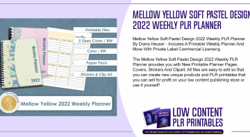 Mellow Yellow Soft Pastel Design 2022 Weekly PLR Planner