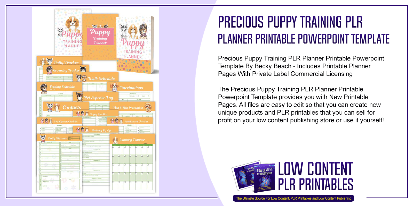 Precious Puppy Training PLR Planner Printable Powerpoint Template