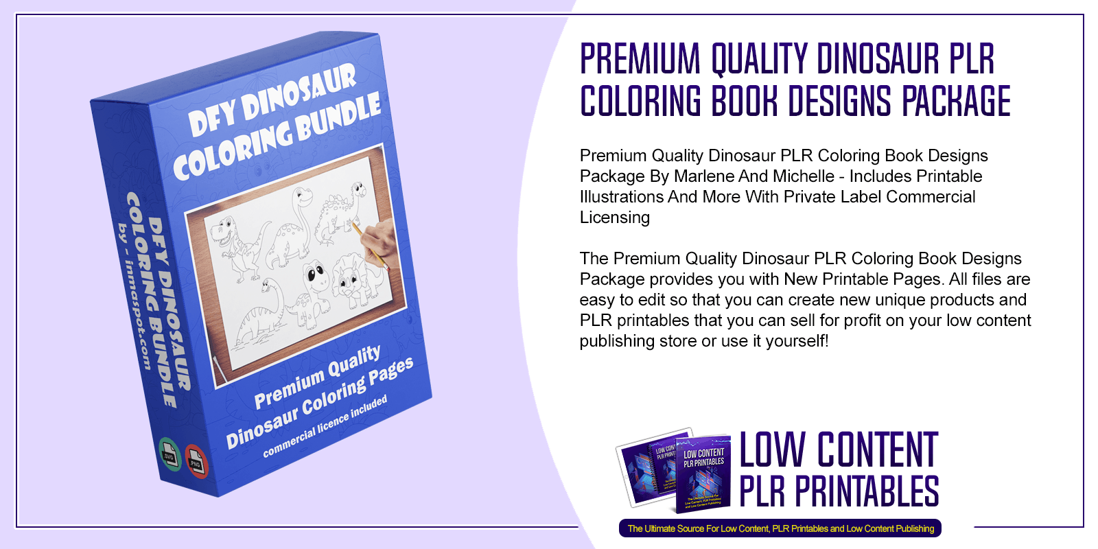 Premium Quality Dinosaur PLR Coloring Book Designs Package