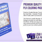 Premium Quality Monster Truck PLR Coloring Page Designs