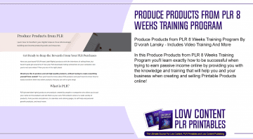 Produce Products from PLR 8 Weeks Training Program