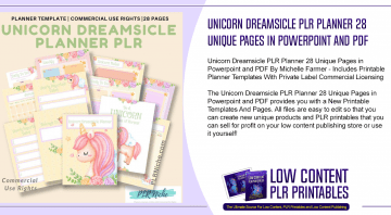 Unicorn Dreamsicle PLR Planner 28 Unique Pages in Powerpoint and PDF