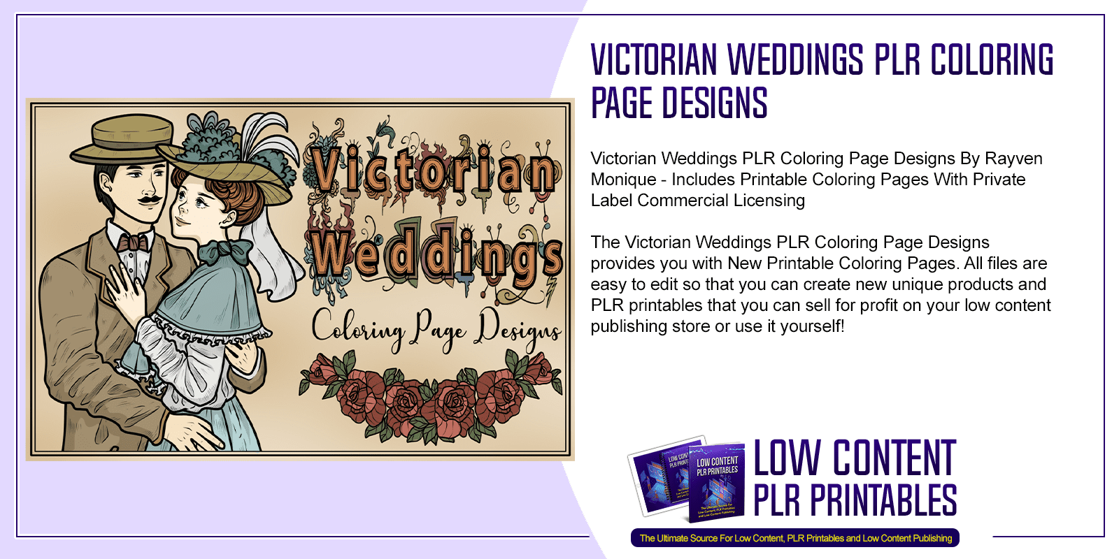 Victorian Weddings PLR Coloring Page Designs