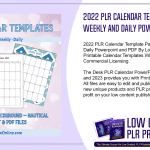 2022 PLR Calendar Template Pack Monthly Weekly and Daily Powerpoint and PDF