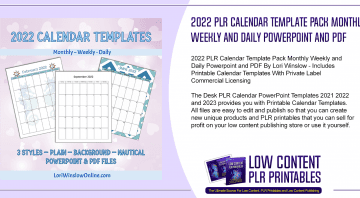 2022 PLR Calendar Template Pack Monthly Weekly and Daily Powerpoint and PDF