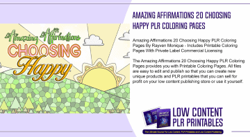 Amazing Affirmations 20 Choosing Happy PLR Coloring Pages