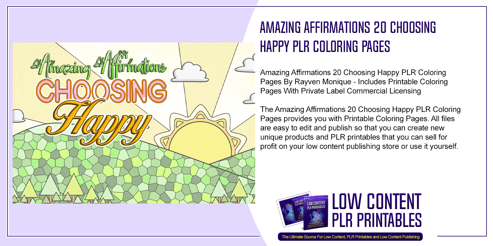 Amazing Affirmations 20 Choosing Happy PLR Coloring Pages