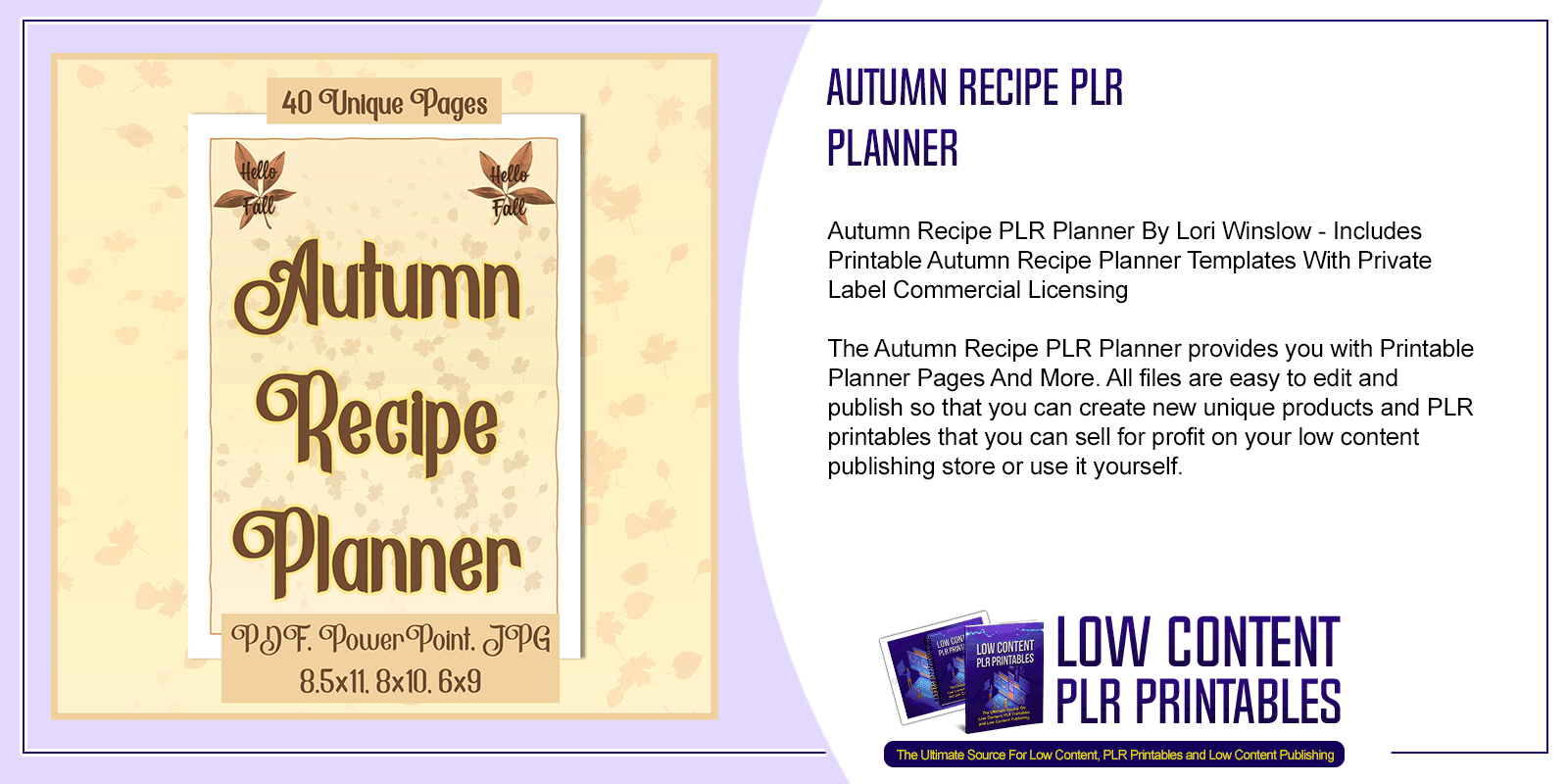 Autumn Recipe PLR Planner