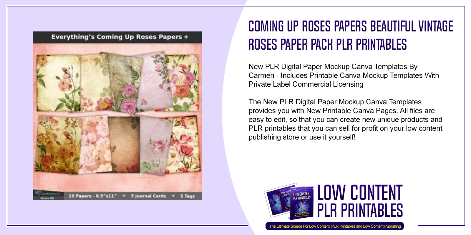 Coming Up Roses Papers Beautiful Vintage Roses Paper Pack PLR Printables
