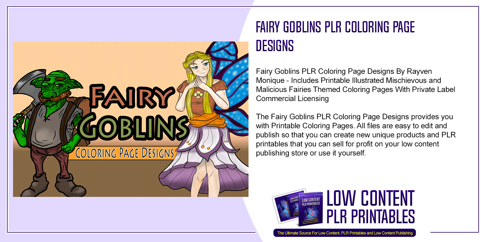 Fairy Goblins PLR Coloring Page Designs