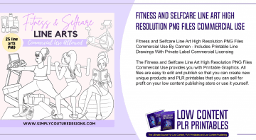 Fitness and Selfcare Line Art High Resolution PNG Files Commercial Use