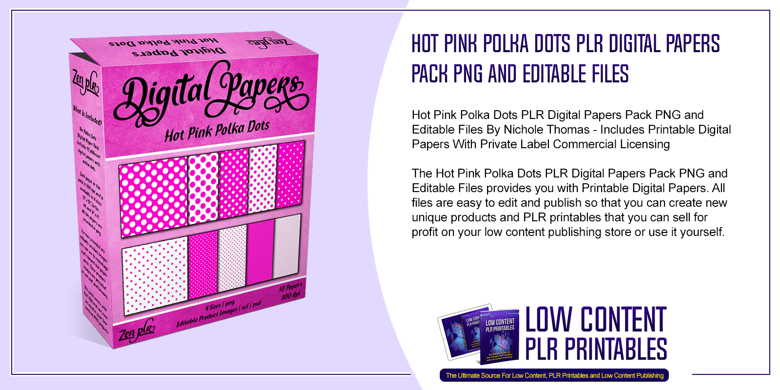 Hot Pink Polka Dots PLR Digital Papers Pack PNG and Editable Files