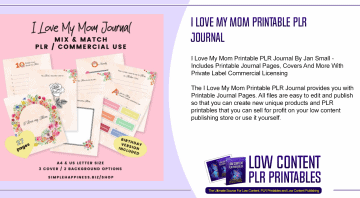 I Love My Mom Printable PLR Journal