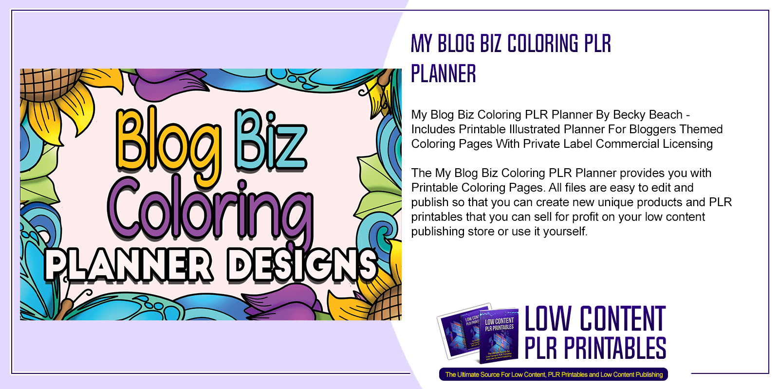 My Blog Biz Coloring PLR Planner