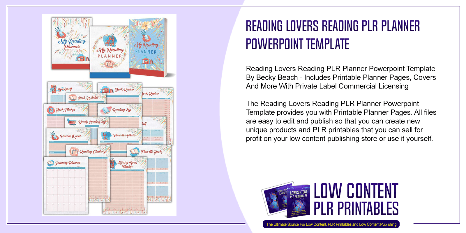 Reading Lovers Reading PLR Planner Powerpoint Template
