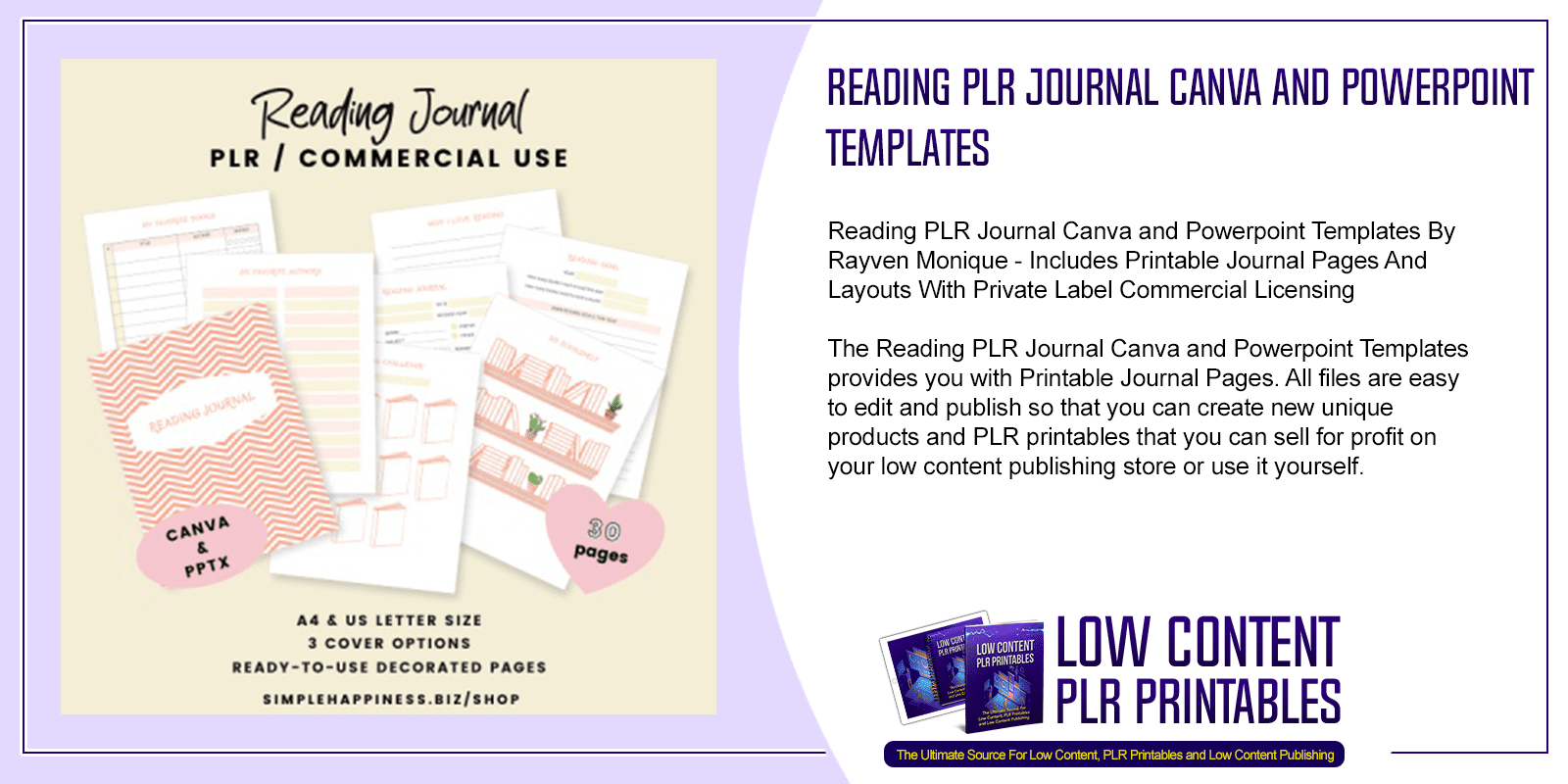 Reading PLR Journal Canva and Powerpoint Templates