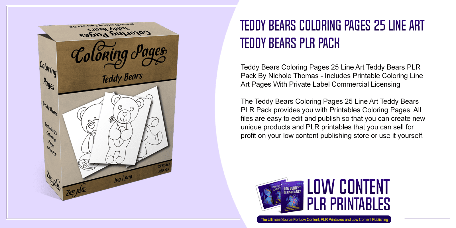 Teddy Bears Coloring Pages 25 Line Art Teddy Bears PLR Pack
