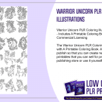 Warrior Unicorn PLR Coloring Illustrations