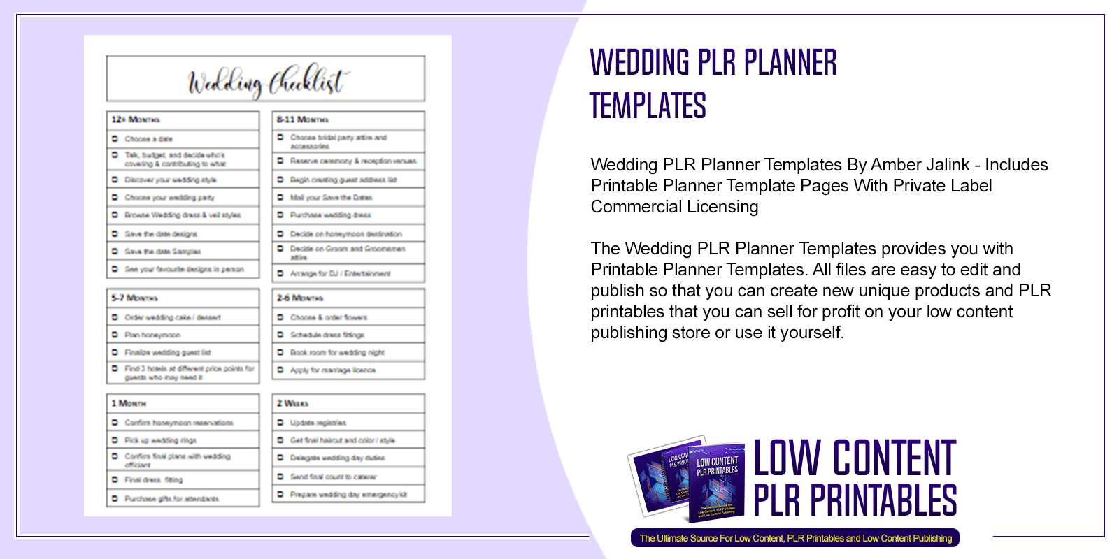 Wedding PLR Planner Templates | PLR Printable Planner Pages