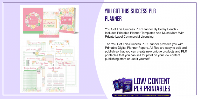 You Got This Success PLR Planner | PLR Printable Planner Templates