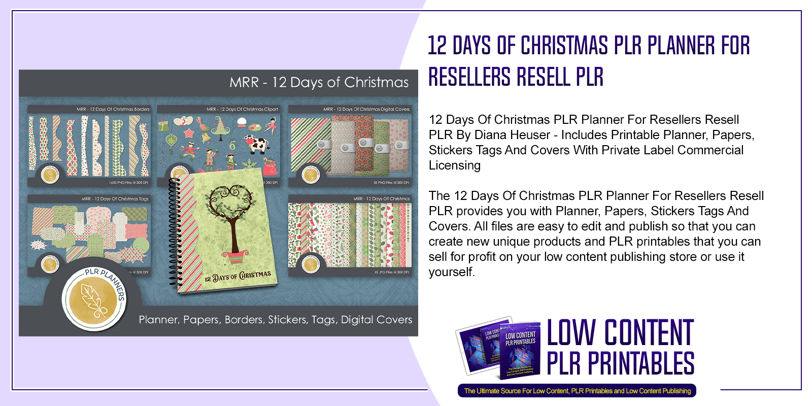 12 Days Of Christmas PLR Planner For Resellers Resell PLR 1