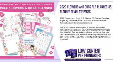 2022 Flowers and Dogs PLR Planner 35 Planner Template Pages