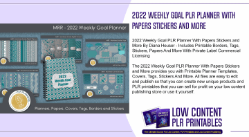 2022 Weekly Goal PLR Planner With Papers Stickers and More