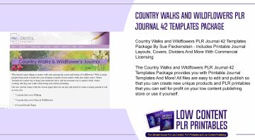 Country Walks and Wildflowers PLR Journal 42 Templates Package