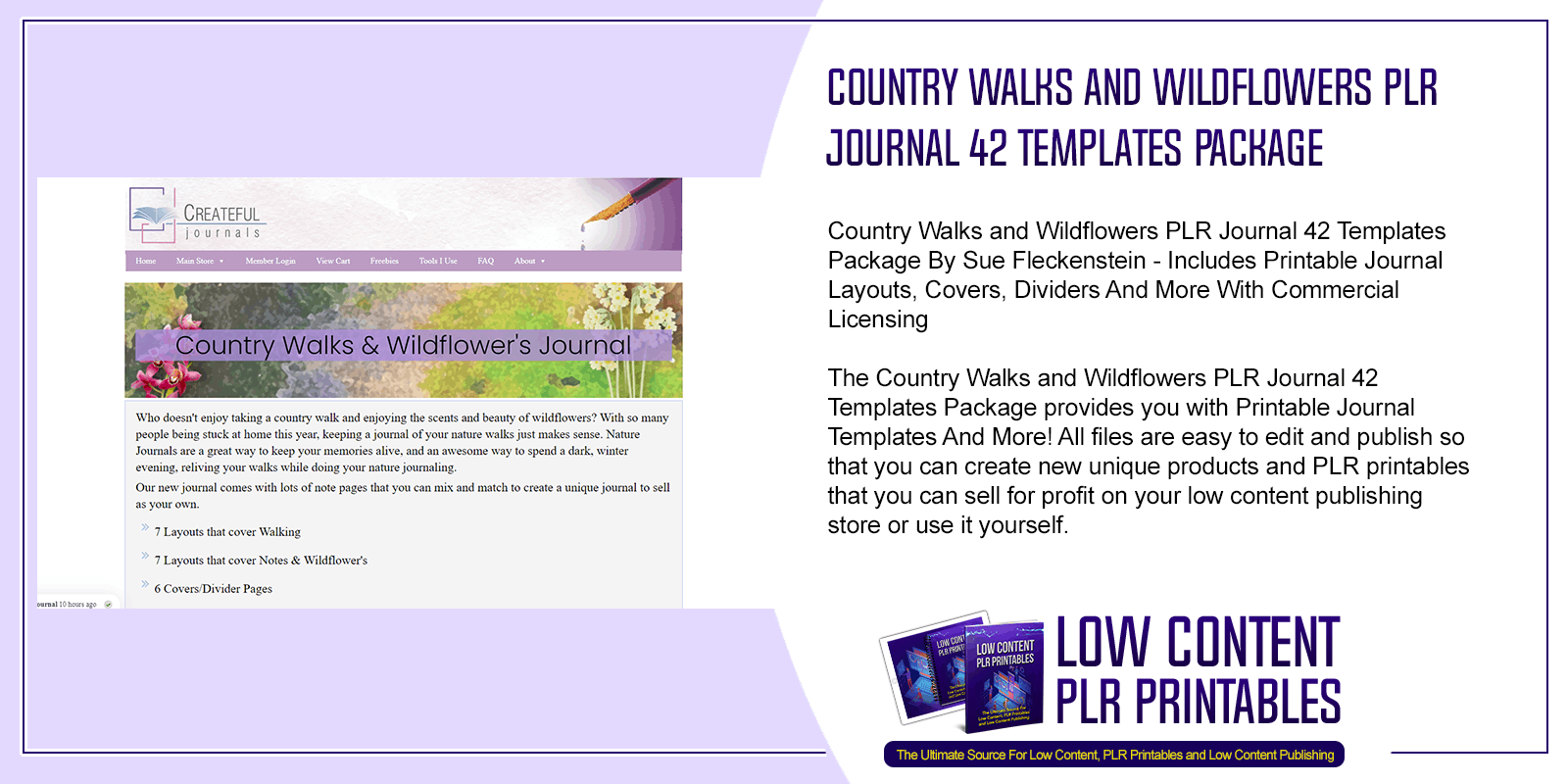 Country Walks and Wildflowers PLR Journal 42 Templates Package
